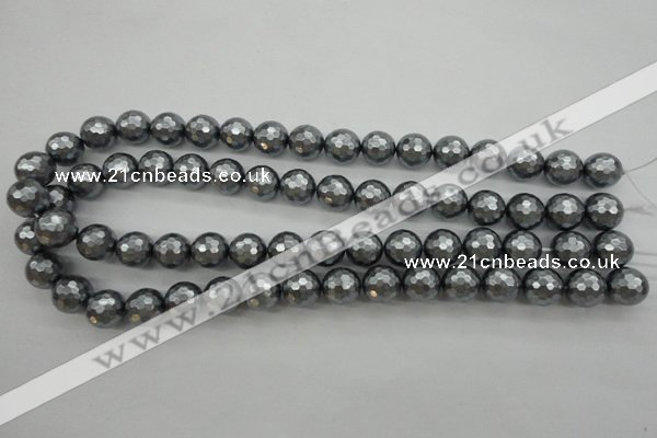 CSB1202 15.5 inches 12mm faceted round shell pearl beads