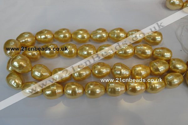 CSB130 15.5 inches 18*22mm nuggets shell pearl beads wholesale