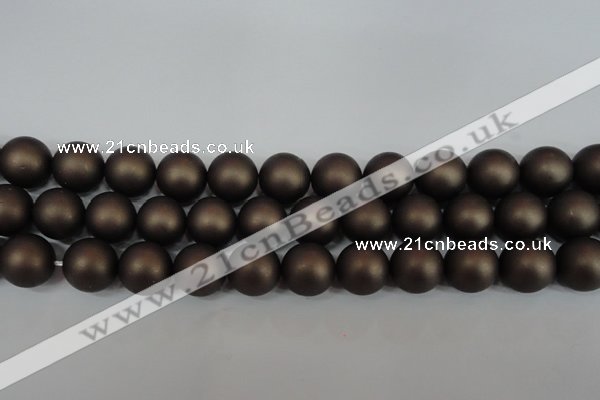 CSB1334 15.5 inches 12mm matte round shell pearl beads wholesale