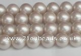 CSB1355 15.5 inches 4mm matte round shell pearl beads wholesale