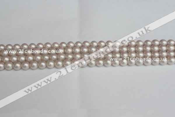 CSB1355 15.5 inches 4mm matte round shell pearl beads wholesale