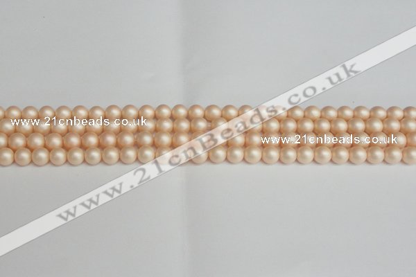 CSB1360 15.5 inches 4mm matte round shell pearl beads wholesale