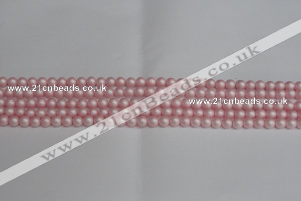 CSB1370 15.5 inches 4mm matte round shell pearl beads wholesale