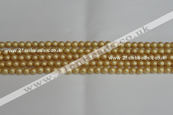 CSB1380 15.5 inches 4mm matte round shell pearl beads wholesale