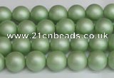 CSB1390 15.5 inches 4mm matte round shell pearl beads wholesale