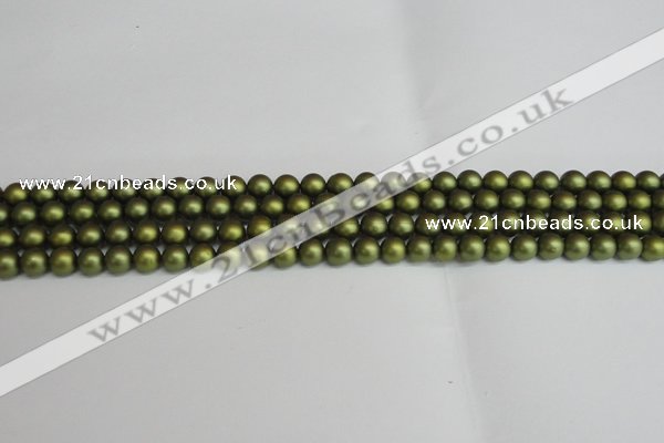 CSB1395 15.5 inches 4mm matte round shell pearl beads wholesale