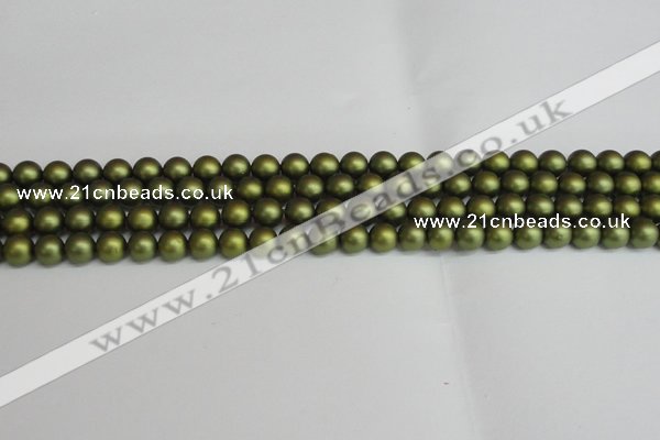 CSB1396 15.5 inches 6mm matte round shell pearl beads wholesale