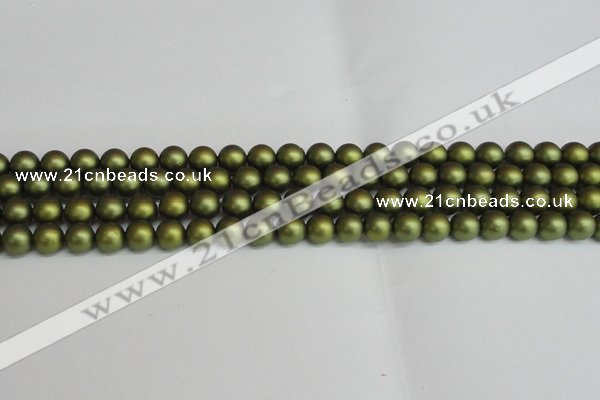 CSB1397 15.5 inches 8mm matte round shell pearl beads wholesale