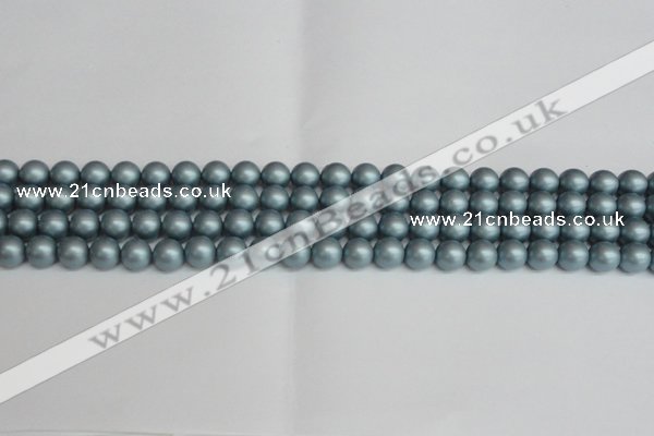 CSB1435 15.5 inches 4mm matte round shell pearl beads wholesale