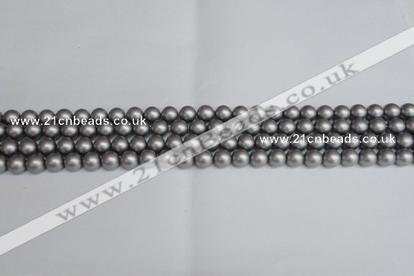 CSB1440 15.5 inches 4mm matte round shell pearl beads wholesale