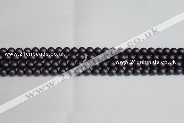 CSB1445 15.5 inches 4mm matte round shell pearl beads wholesale