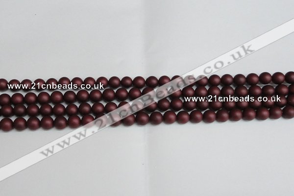 CSB1450 15.5 inches 4mm matte round shell pearl beads wholesale