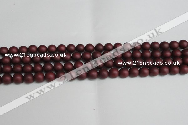 CSB1452 15.5 inches 8mm matte round shell pearl beads wholesale