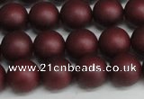 CSB1453 15.5 inches 10mm matte round shell pearl beads wholesale