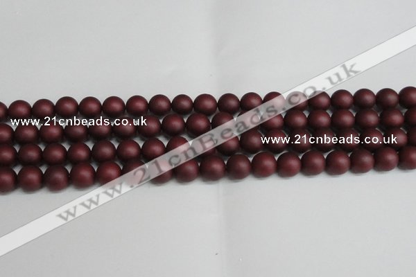 CSB1453 15.5 inches 10mm matte round shell pearl beads wholesale