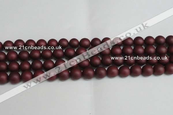 CSB1454 15.5 inches 12mm matte round shell pearl beads wholesale