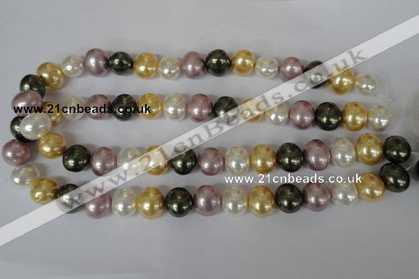 CSB156 15.5 inches 12*15mm – 13*16mm oval mixed color shell pearl beads