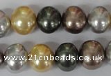 CSB158 15.5 inches 12*15mm – 13*16mm oval mixed color shell pearl beads