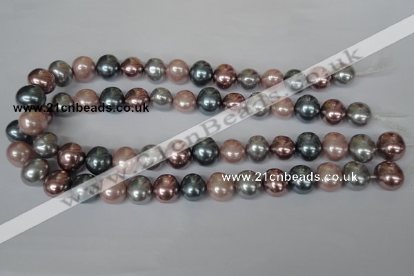 CSB159 15.5 inches 12*15mm – 13*16mm oval mixed color shell pearl beads