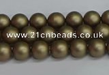 CSB1670 15.5 inches 4mm round matte shell pearl beads wholesale