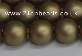 CSB1675 15.5 inches 14mm round matte shell pearl beads wholesale