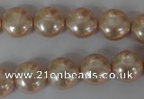 CSB180 15.5 inches 12mm flat round shell pearl beads wholesale