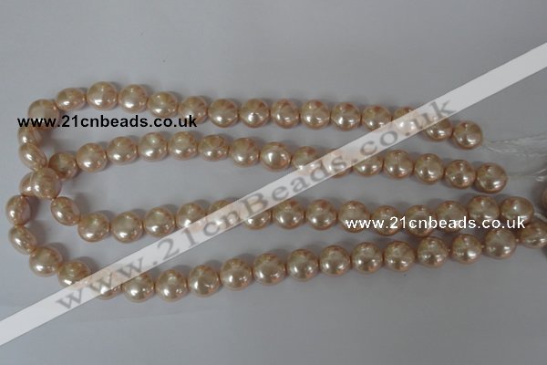 CSB180 15.5 inches 12mm flat round shell pearl beads wholesale