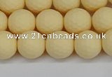 CSB1802 15.5 inches 8mm faceetd round matte shell pearl beads