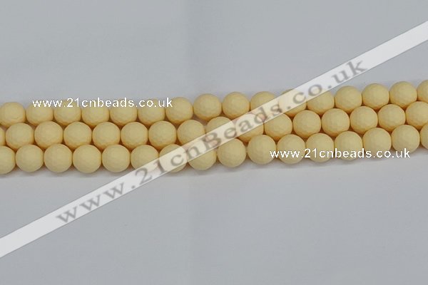 CSB1802 15.5 inches 8mm faceetd round matte shell pearl beads