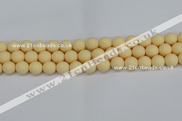 CSB1803 15.5 inches 10mm faceetd round matte shell pearl beads