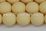 CSB1804 15.5 inches 12mm faceetd round matte shell pearl beads