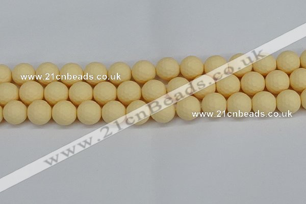 CSB1804 15.5 inches 12mm faceetd round matte shell pearl beads