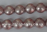 CSB181 15.5 inches 12mm flat round shell pearl beads wholesale