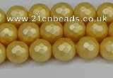 CSB1811 15.5 inches 6mm faceetd round matte shell pearl beads