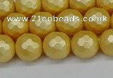 CSB1813 15.5 inches 10mm faceetd round matte shell pearl beads