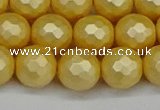 CSB1814 15.5 inches 12mm faceetd round matte shell pearl beads