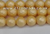 CSB1821 15.5 inches 6mm faceetd round matte shell pearl beads