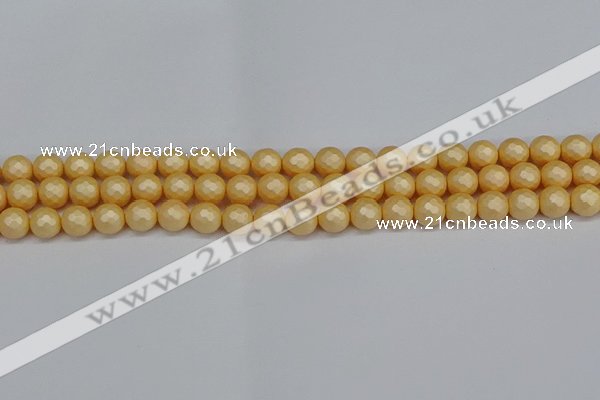 CSB1821 15.5 inches 6mm faceetd round matte shell pearl beads