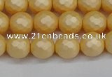 CSB1822 15.5 inches 8mm faceetd round matte shell pearl beads