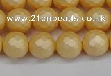 CSB1823 15.5 inches 10mm faceetd round matte shell pearl beads