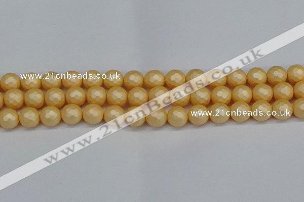 CSB1824 15.5 inches 12mm faceetd round matte shell pearl beads