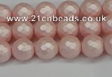 CSB1831 15.5 inches 6mm faceetd round matte shell pearl beads