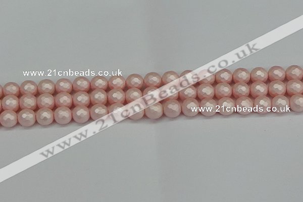 CSB1832 15.5 inches 8mm faceetd round matte shell pearl beads