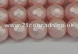 CSB1833 15.5 inches 10mm faceetd round matte shell pearl beads