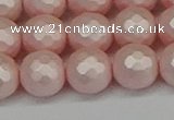 CSB1834 15.5 inches 12mm faceetd round matte shell pearl beads