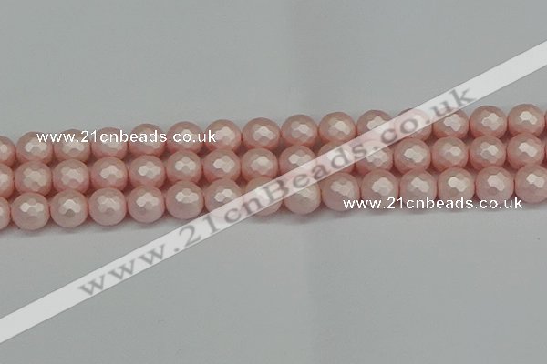 CSB1834 15.5 inches 12mm faceetd round matte shell pearl beads