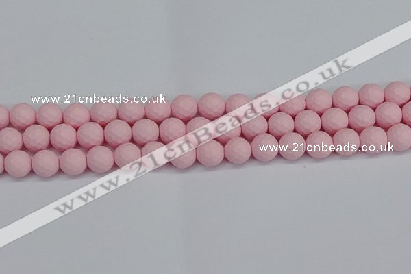 CSB1842 15.5 inches 8mm faceetd round matte shell pearl beads