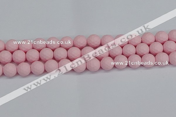 CSB1844 15.5 inches 12mm faceetd round matte shell pearl beads