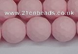 CSB1845 15.5 inches 14mm faceetd round matte shell pearl beads