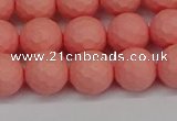 CSB1852 15.5 inches 8mm faceetd round matte shell pearl beads